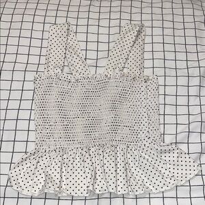 Polka Dot Smocked Ruffle Top